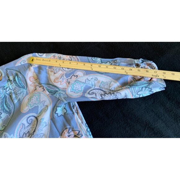 Chicos Womens Size 2 Paisley Button-Up Blouse Blue/Gray - Picture 7 of 8